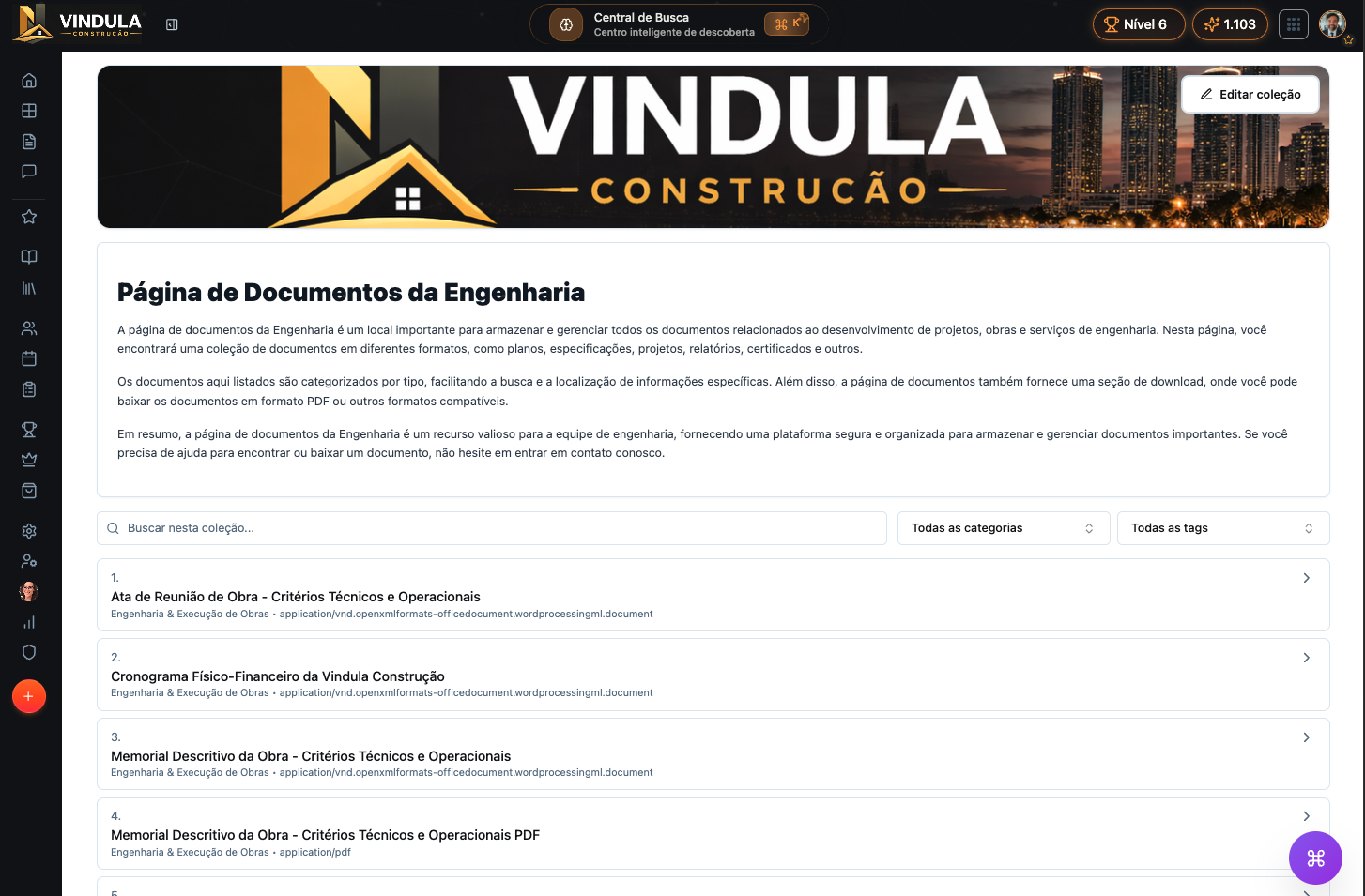 Coleção dinâmica de documentos
