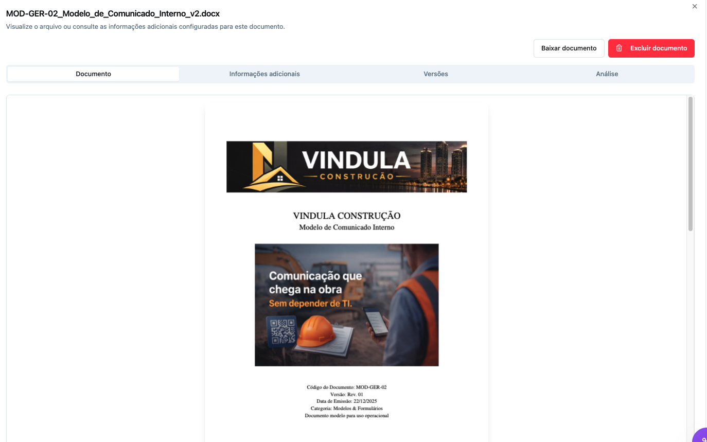 Visualização do documento na biblioteca corporativa