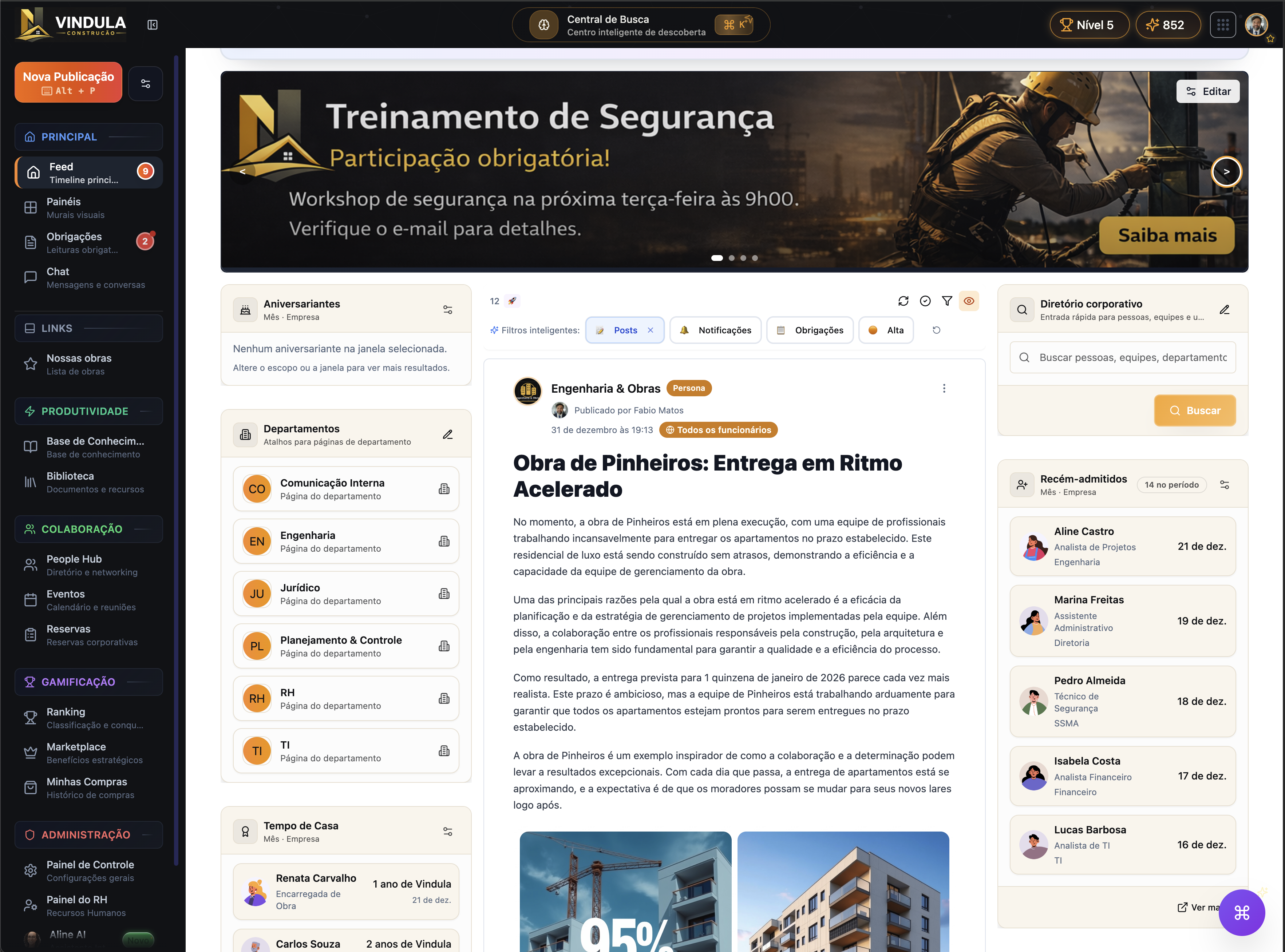 Main HR screen for construction