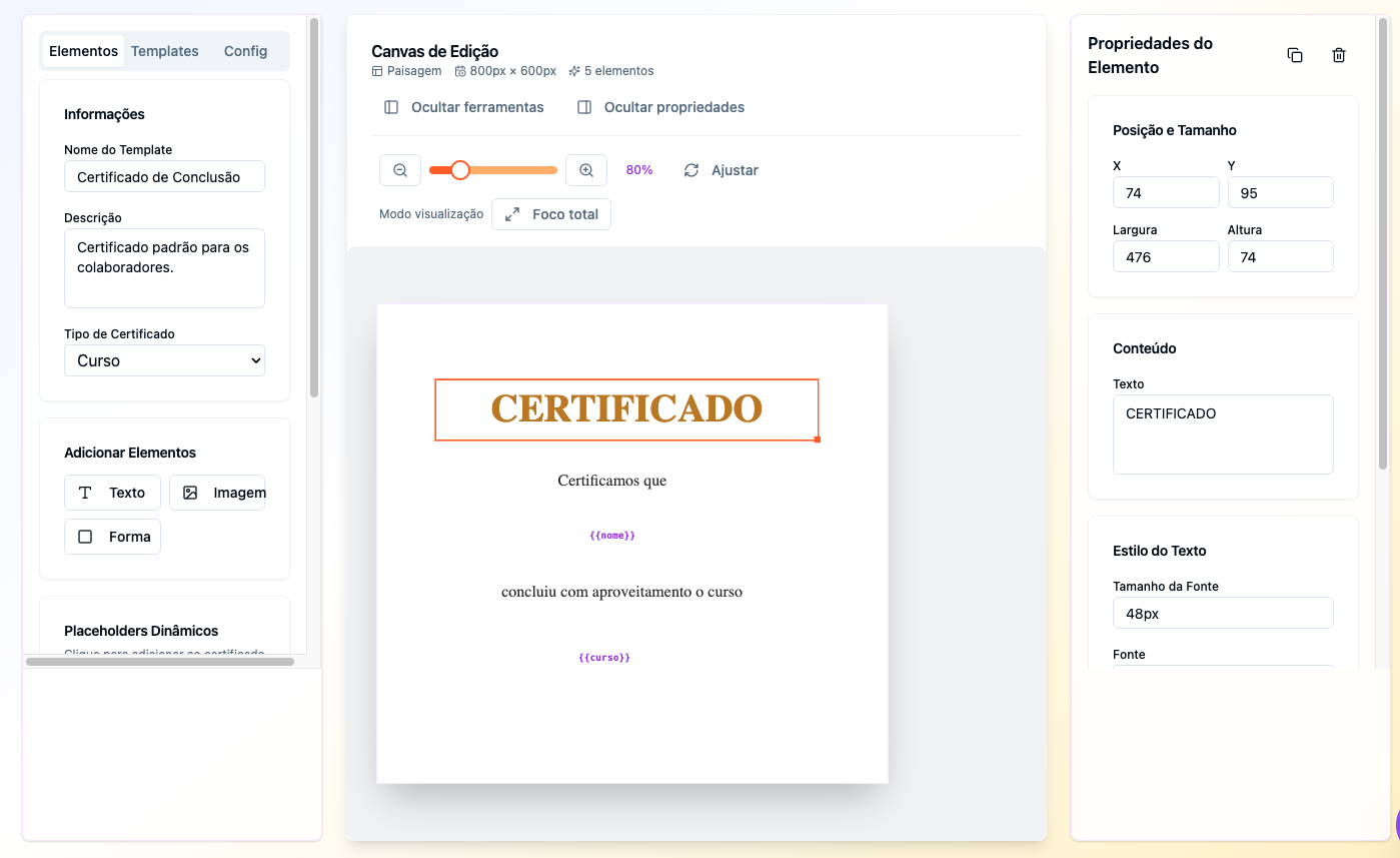 Template de certificado de conclusão